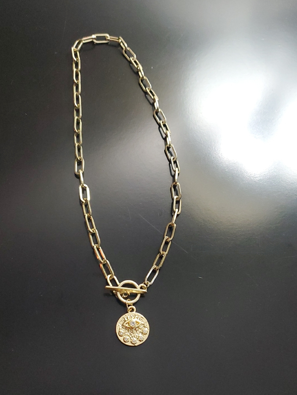 Gold Chain Necklace with Coin Pendant - Women Jewelry